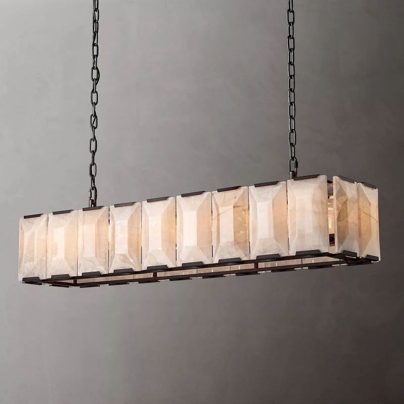 Hawsan Calcite Rectangular Chandelier 62" - Lightings Menu