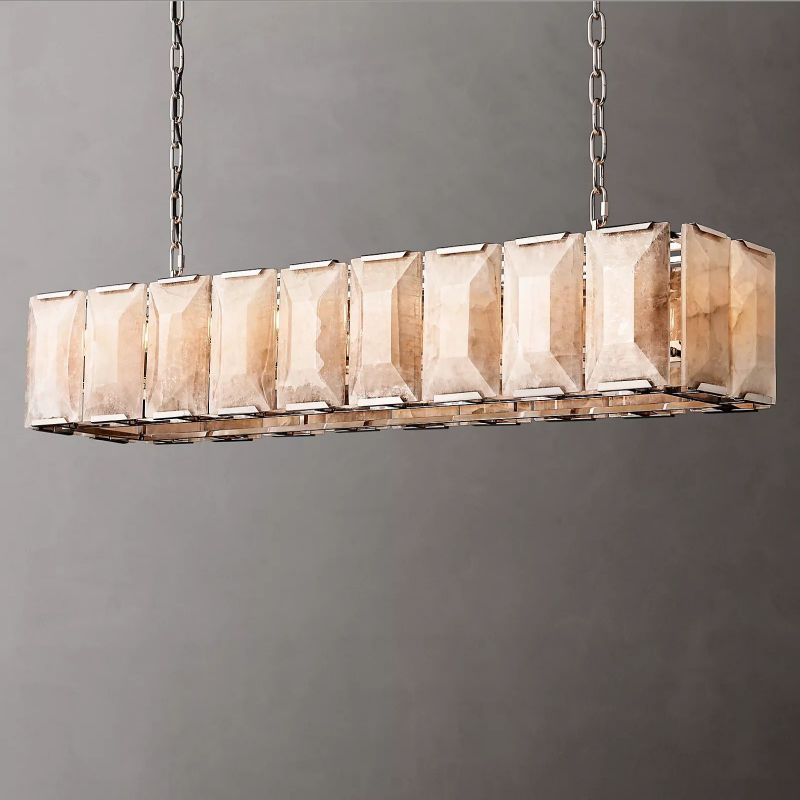 Hawsan Calcite Rectangular Chandelier 62" - Lightings Menu
