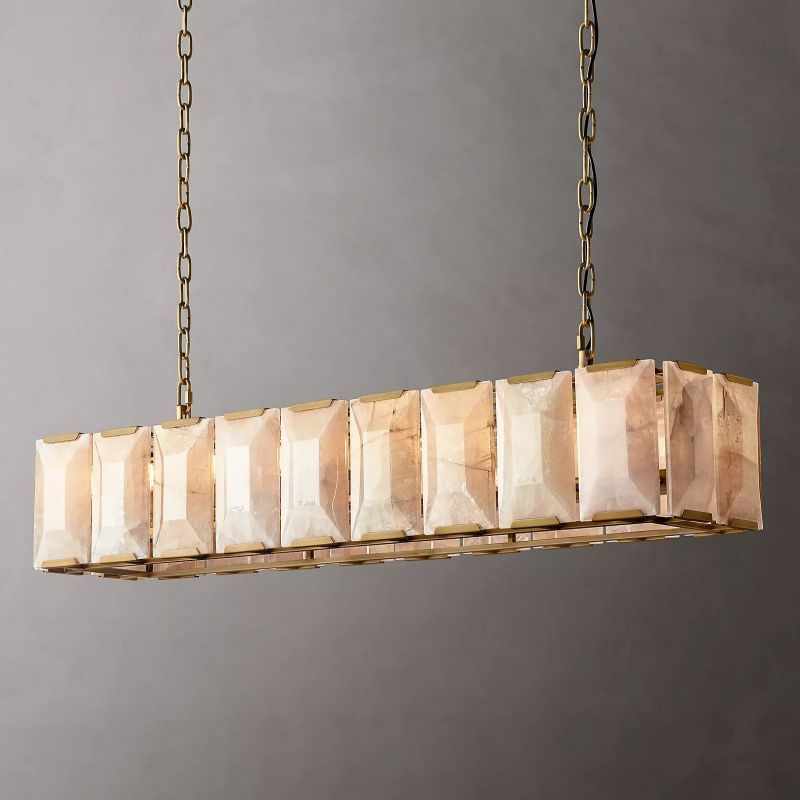 Hawsan Calcite Rectangular Chandelier 62" - Lightings Menu