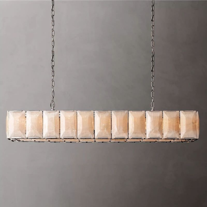 Hawsan Calcite Rectangular Chandelier 74" - Lightings Menu