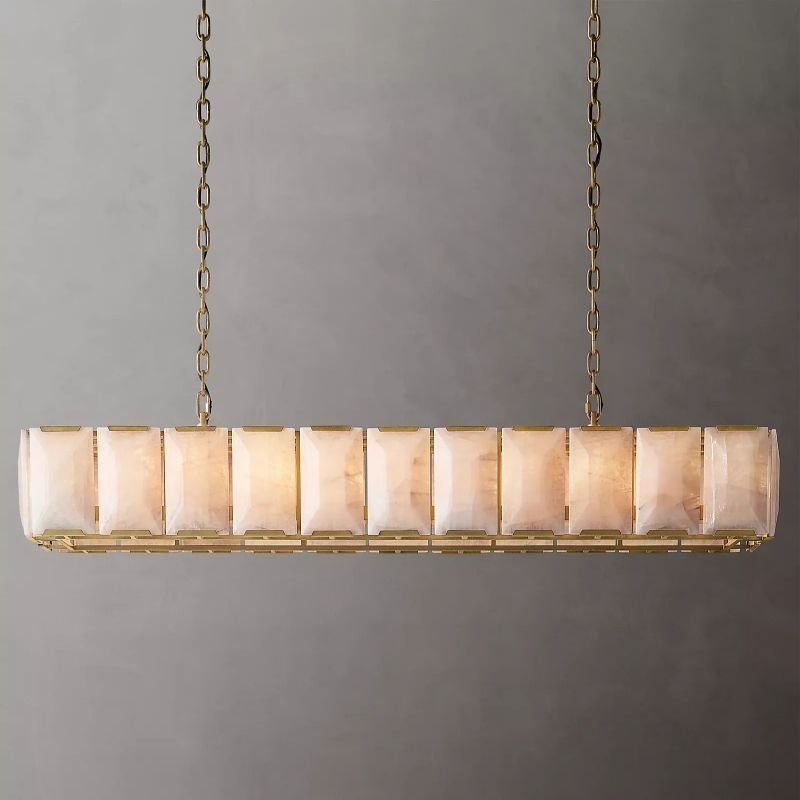 Hawsan Calcite Rectangular Chandelier 74" - Lightings Menu