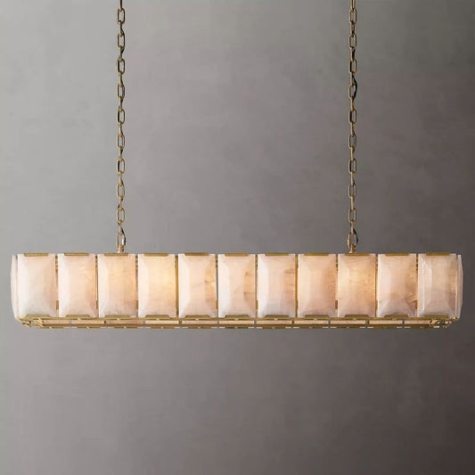 Hawsan Calcite Rectangular Chandelier 74" - Lightings Menu