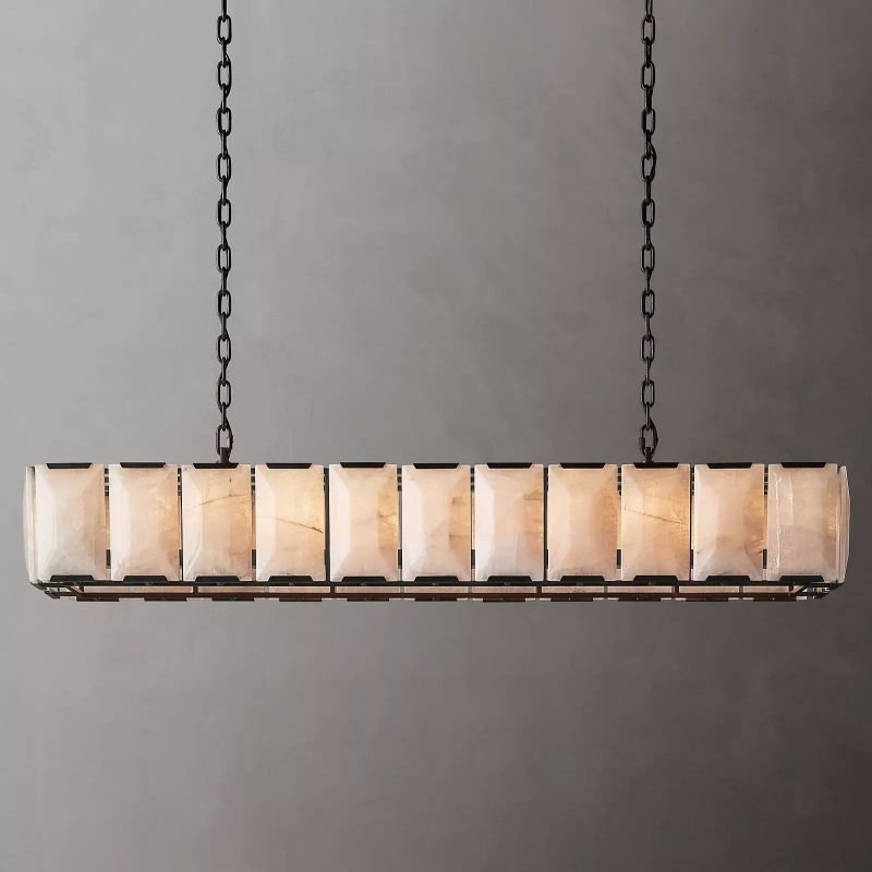 Hawsan Calcite Rectangular Chandelier 74" - Lightings Menu