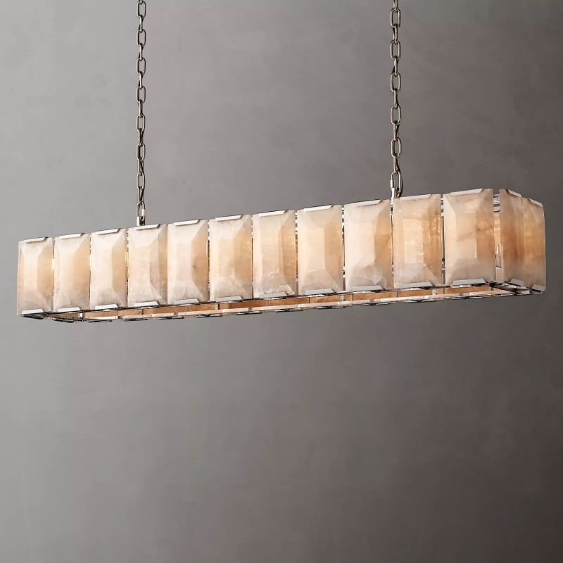 Hawsan Calcite Rectangular Chandelier 74" - Lightings Menu