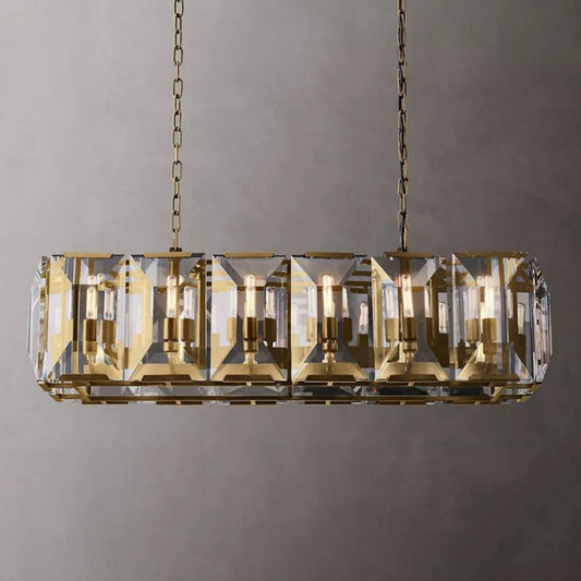Hawsan Multicurve Crystal Rectangular Chandelier 42“ - Lightings Menu