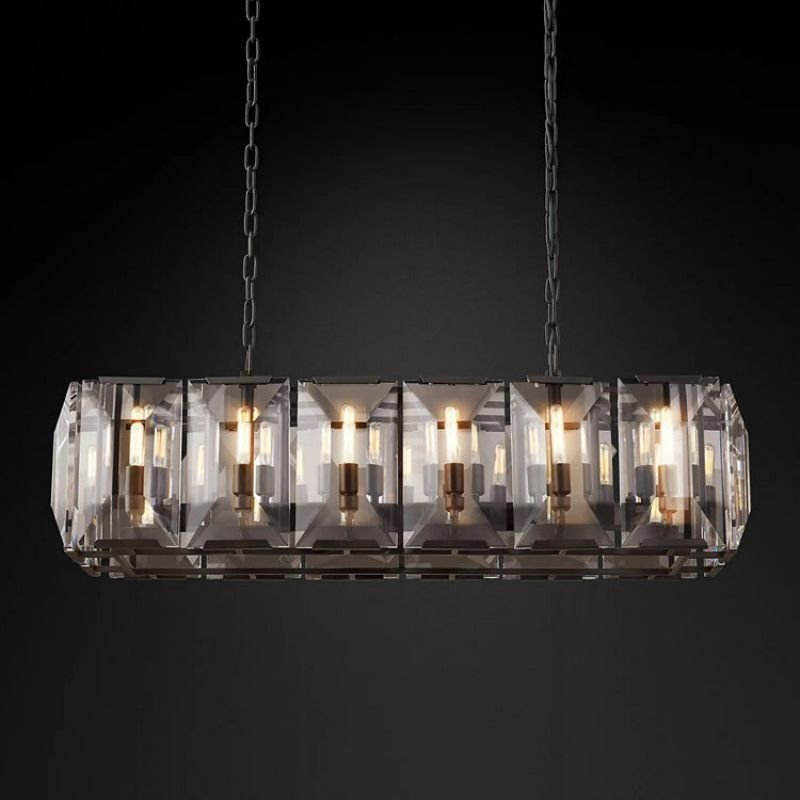Hawsan Multicurve Crystal Rectangular Chandelier 42“ - Lightings Menu