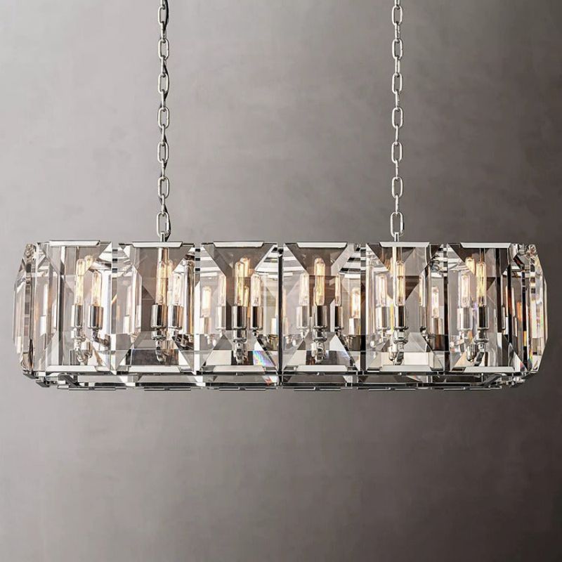 Hawsan Multicurve Crystal Rectangular Chandelier 42“ - Lightings Menu