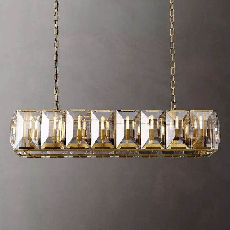 Hawsan Multicurve Crystal Rectangular Chandelier 55“ - Lightings Menu