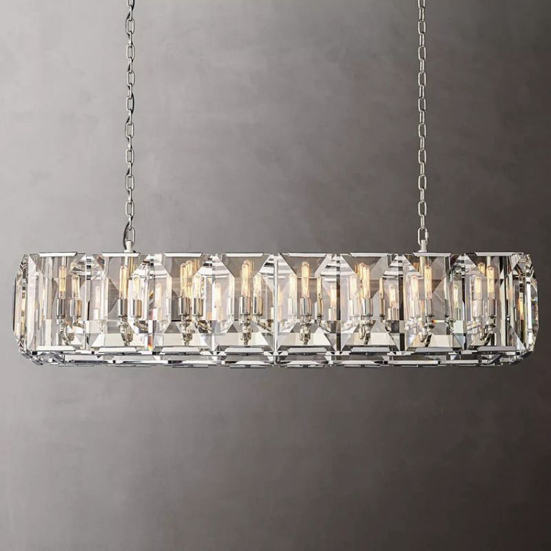 Hawsan Multicurve Crystal Rectangular Chandelier 55“ - Lightings Menu