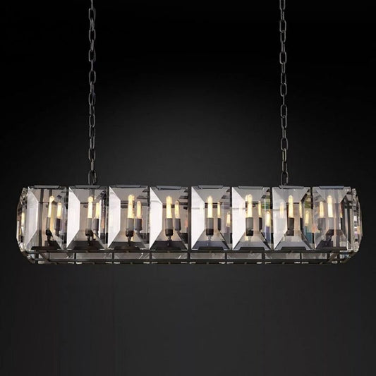 Hawsan Multicurve Crystal Rectangular Chandelier 55“ - Lightings Menu