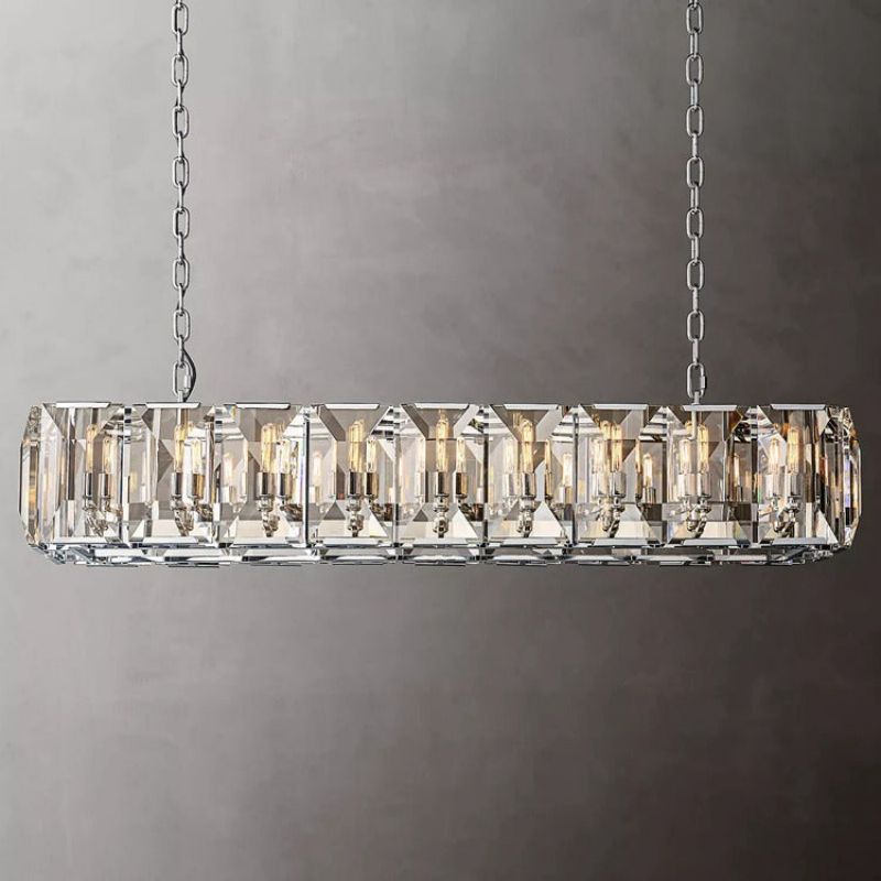Hawsan Multicurve Crystal Rectangular Chandelier 62" - Lightings Menu