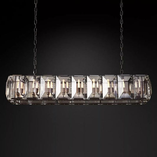 Hawsan Multicurve Crystal Rectangular Chandelier 62" - Lightings Menu