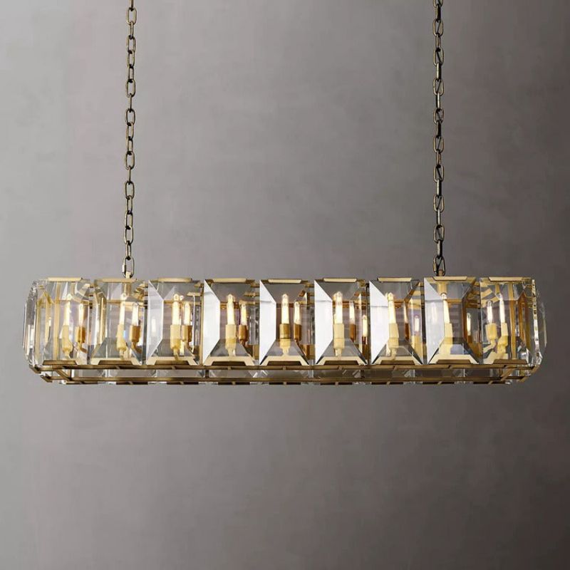 Hawsan Multicurve Crystal Rectangular Chandelier 62" - Lightings Menu