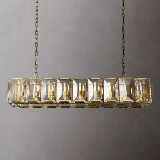 Hawsan Multicurve Crystal Rectangular Chandelier 62" - Lightings Menu