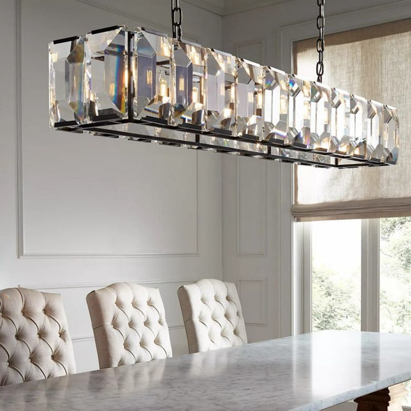 Hawsan Multicurve Crystal Rectangular Chandelier 74“ - Lightings Menu