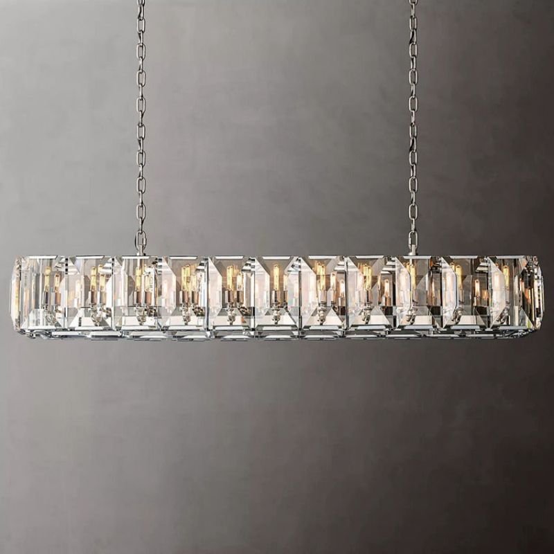 Hawsan Multicurve Crystal Rectangular Chandelier 74“ - Lightings Menu