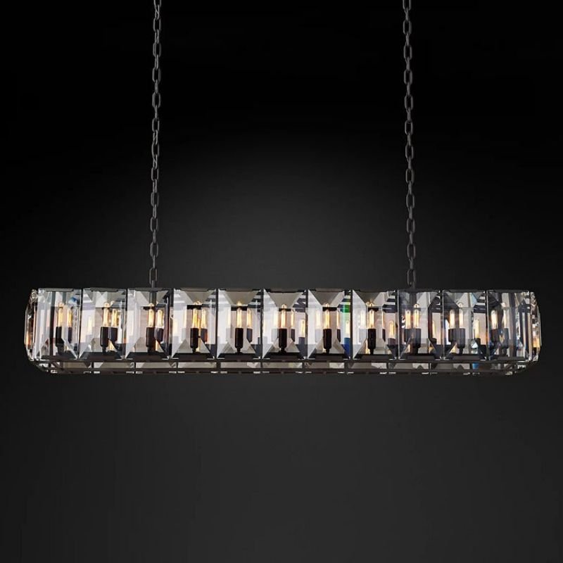 Hawsan Multicurve Crystal Rectangular Chandelier 74“ - Lightings Menu