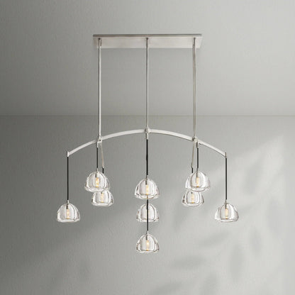 Hemispher Modern Glass Linear Chandelier - Lightings Menu