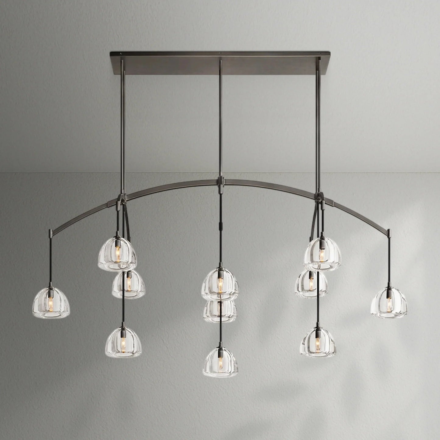 Hemispher Modern Glass Linear Chandelier - Lightings Menu