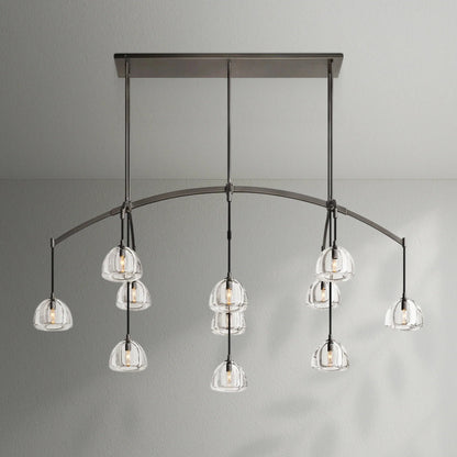 Hemispher Modern Glass Linear Chandelier - Lightings Menu