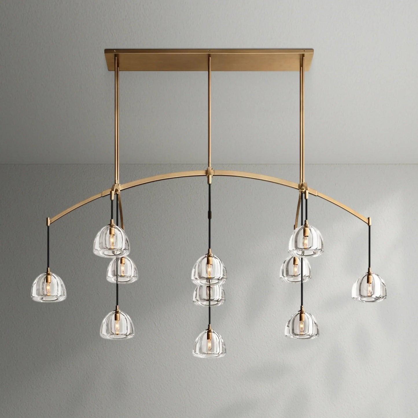 Hemispher Modern Glass Linear Chandelier - Lightings Menu