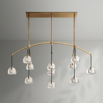 Hemispher Modern Glass Linear Chandelier - Lightings Menu