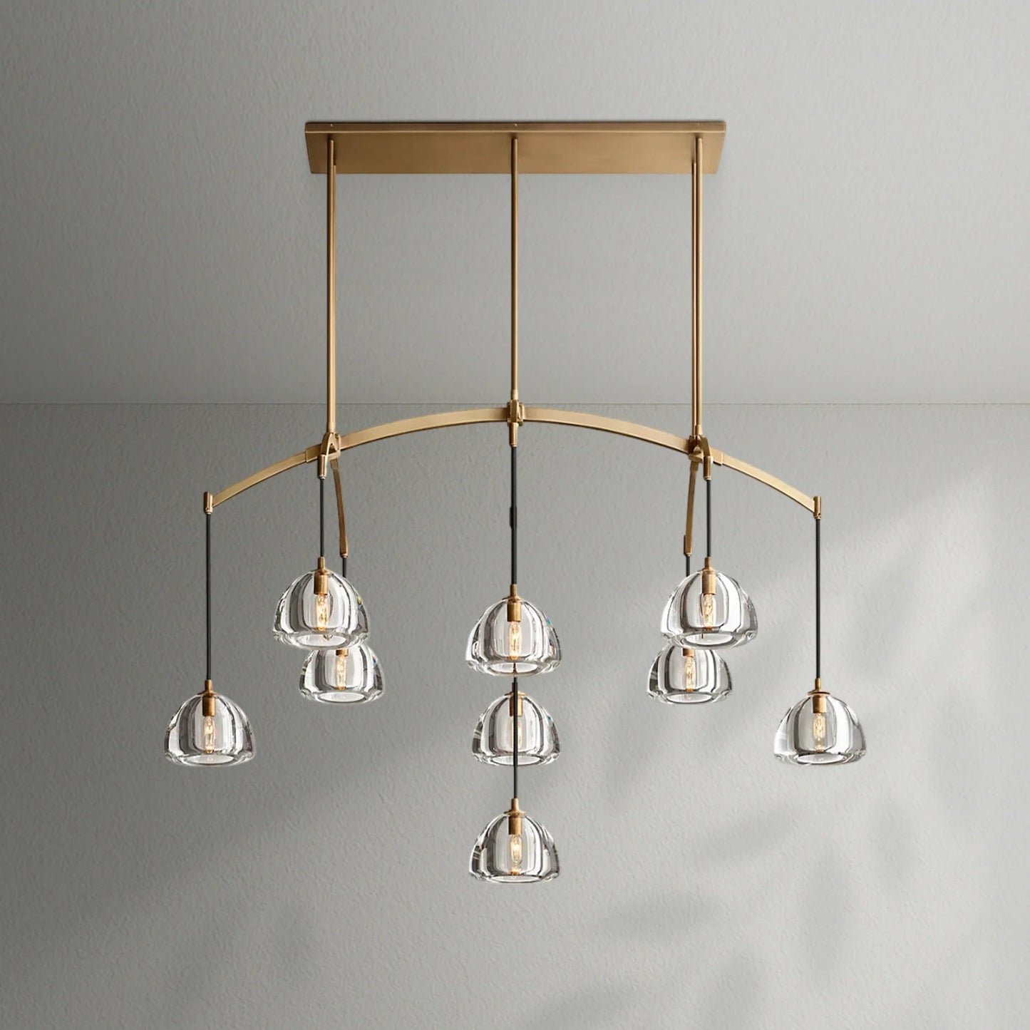 Hemispher Modern Glass Linear Chandelier - Lightings Menu