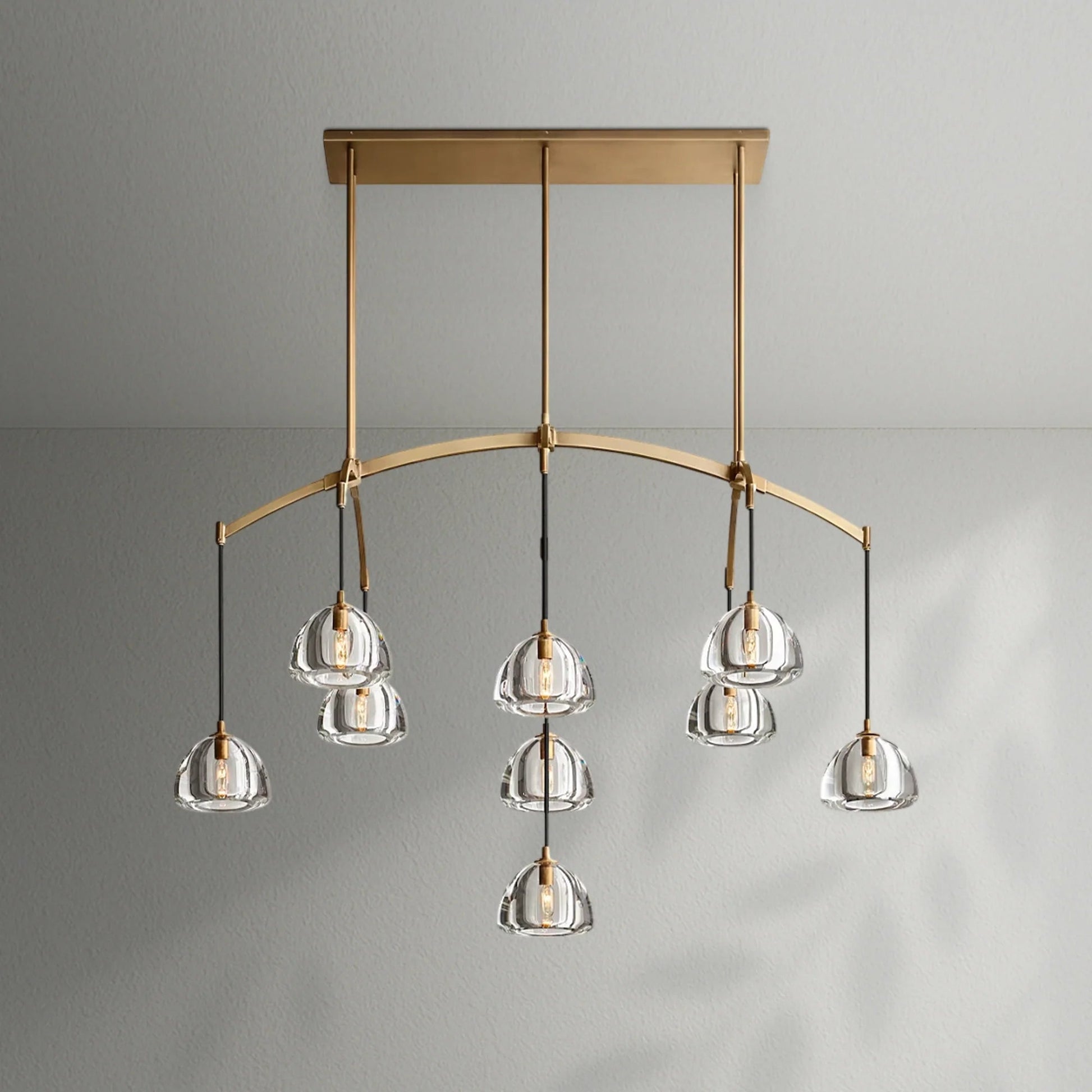 Hemispher Modern Glass Linear Chandelier - Lightings Menu