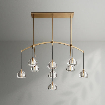 Hemispher Modern Glass Linear Chandelier - Lightings Menu