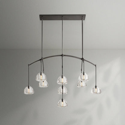 Hemispher Modern Glass Linear Chandelier - Lightings Menu