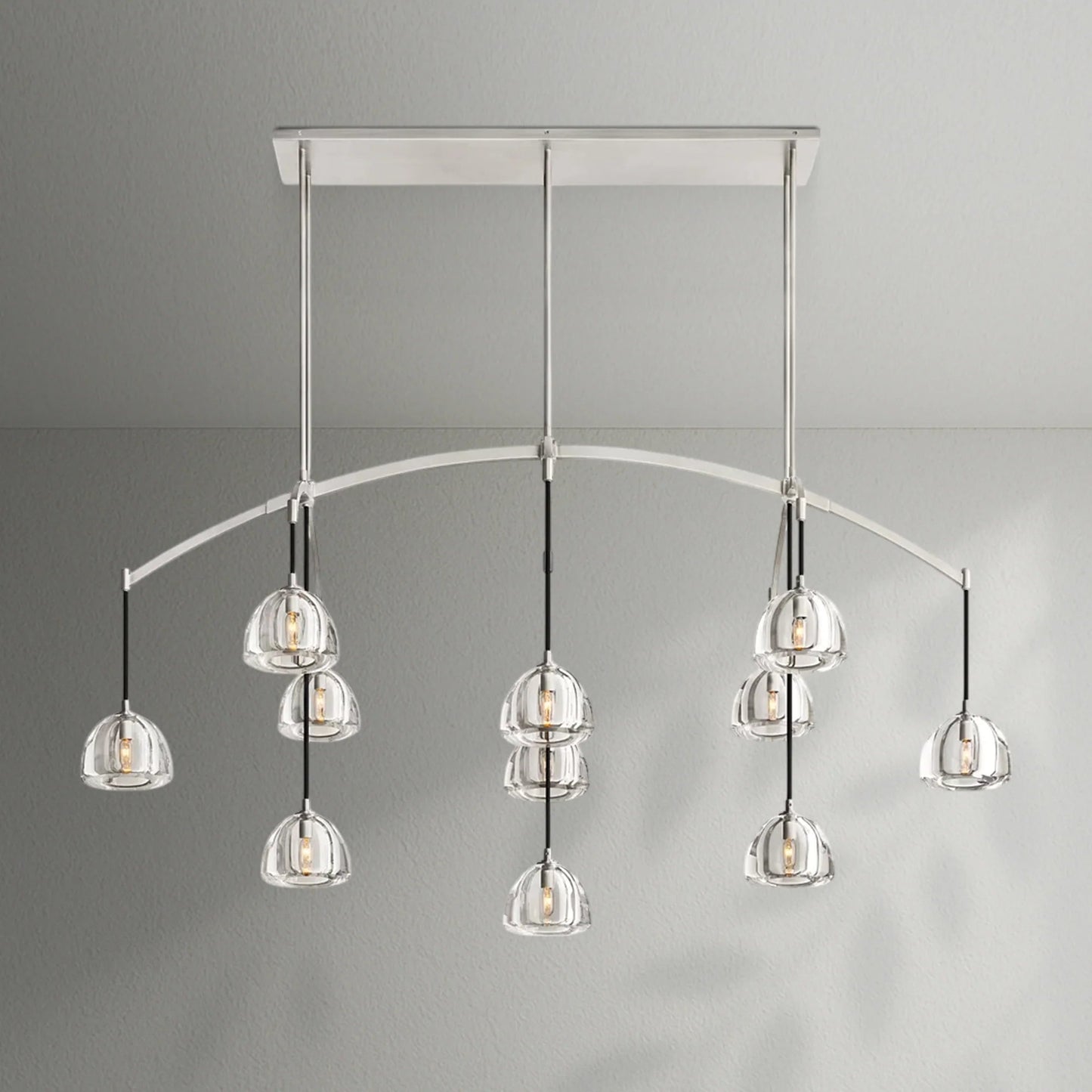 Hemispher Modern Glass Linear Chandelier - Lightings Menu