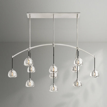 Hemispher Modern Glass Linear Chandelier - Lightings Menu