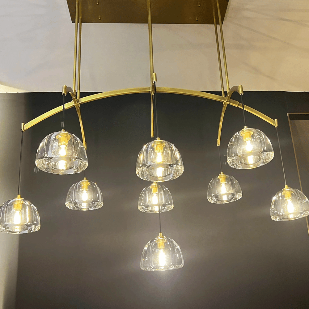 Hemispher Modern Glass Linear Chandelier - Lightings Menu