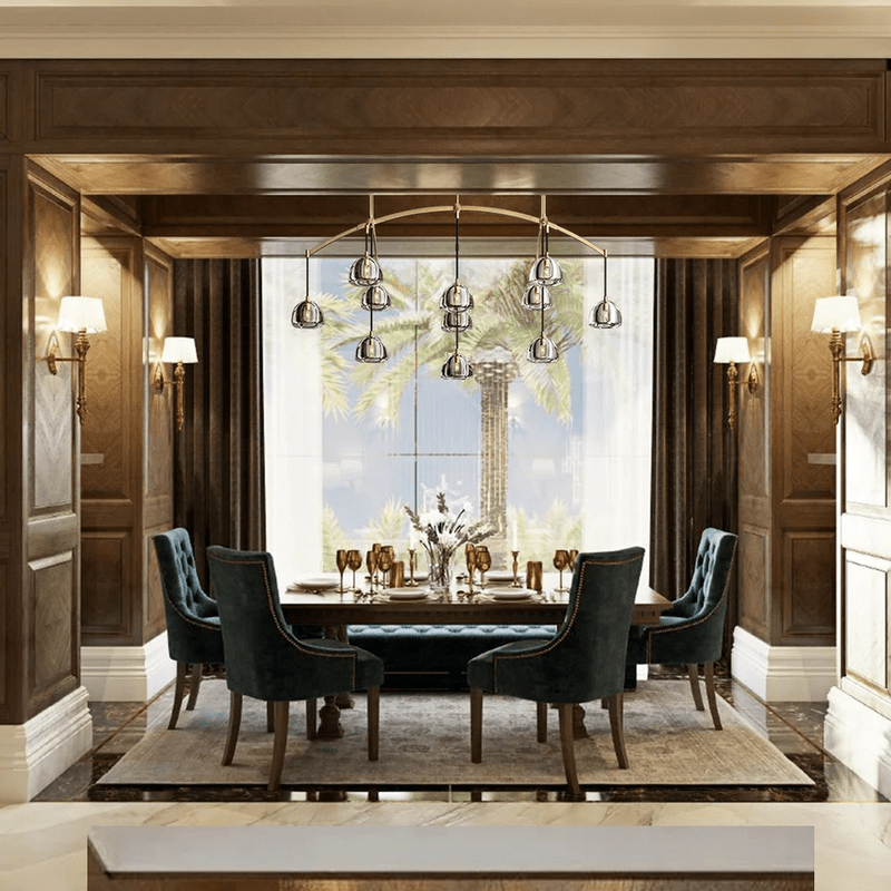 Hemispher Modern Glass Linear Chandelier - Lightings Menu