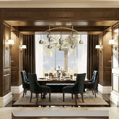 Hemispher Modern Glass Linear Chandelier - Lightings Menu