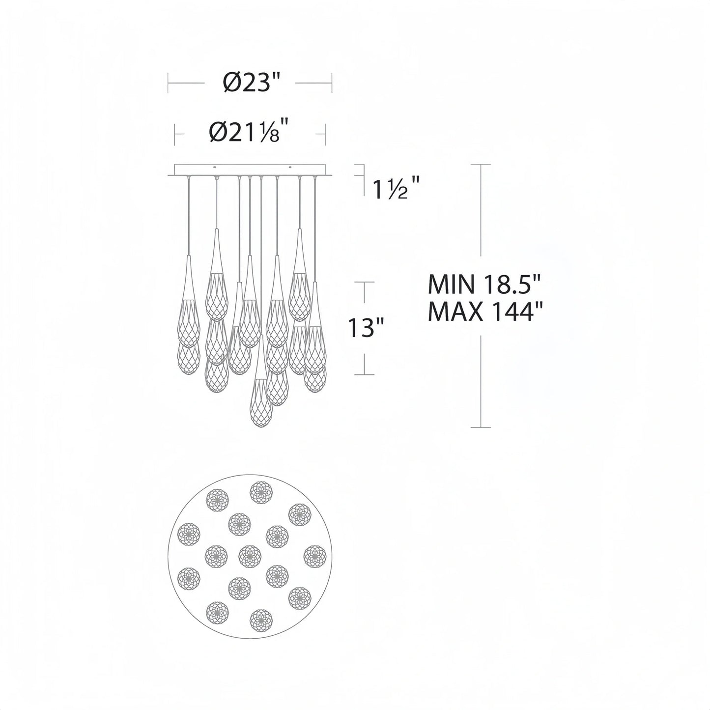 Hibiscus LED Multi Light Pendant Light Round Chandelier - Lightings Menu