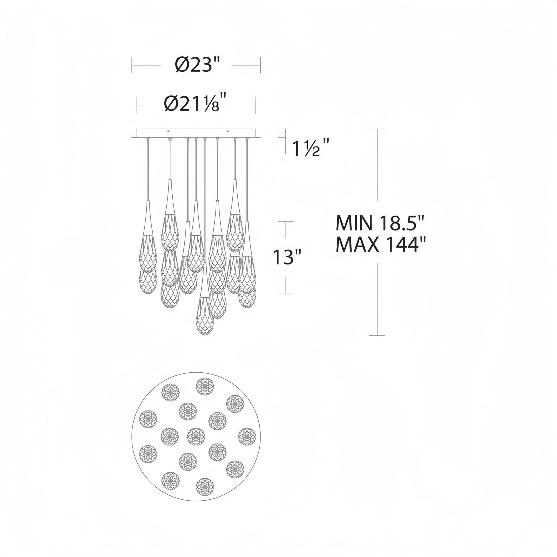 Hibiscus LED Multi Light Pendant Light Round Chandelier - Lightings Menu