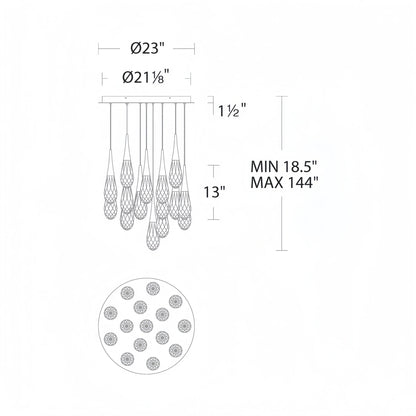 Hibiscus LED Multi Light Pendant Light Round Chandelier - Lightings Menu
