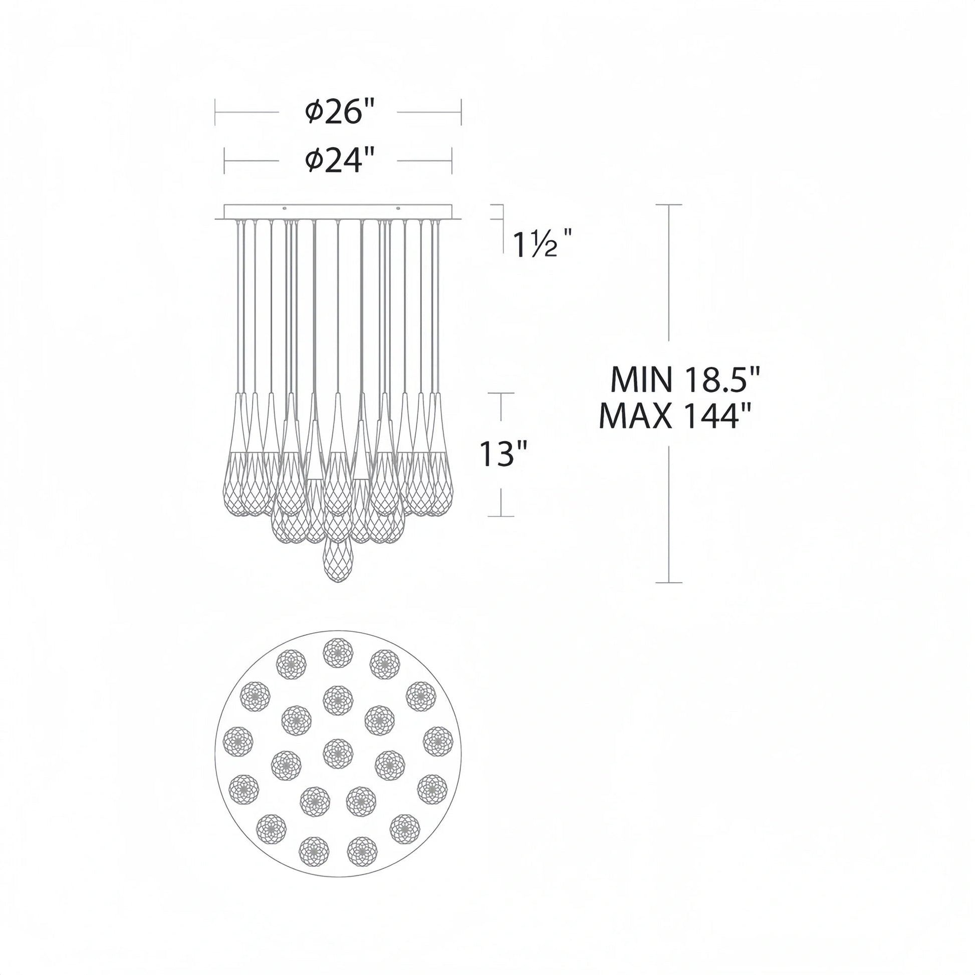 Hibiscus LED Multi Light Pendant Light Round Chandelier - Lightings Menu