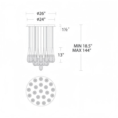 Hibiscus LED Multi Light Pendant Light Round Chandelier - Lightings Menu