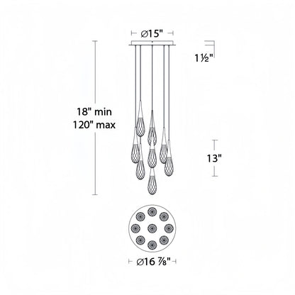 Hibiscus LED Multi Light Pendant Light Round Chandelier - Lightings Menu