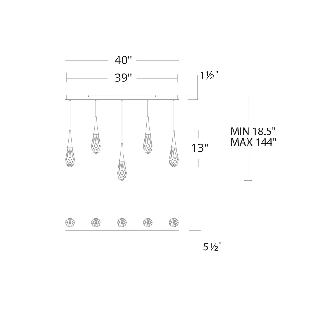 Hibiscus Linear LED Multi Pendant Light - Lightings Menu