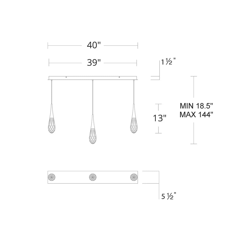 Hibiscus Linear LED Multi Pendant Light - Lightings Menu