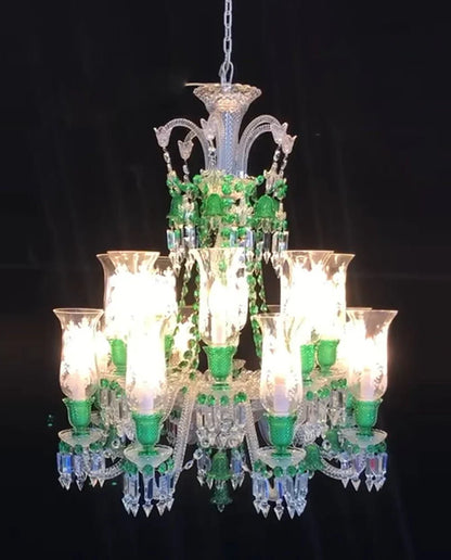 Inspired Lustre Clear & Green Crystal Lighting Chandelier - Lightings Menu