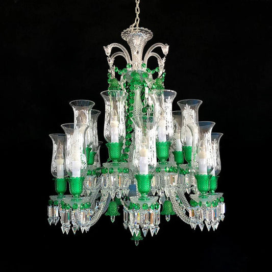 Inspired Lustre Clear & Green Crystal Lighting Chandelier - Lightings Menu