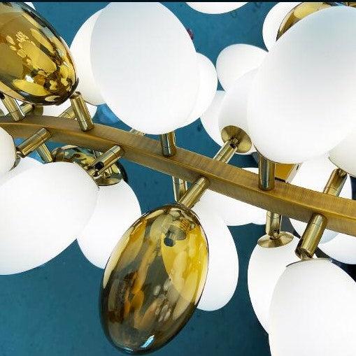Large Branch Copper Chandelier with Grape Shape Bulbs Unique and Creative Light Fixture for Staircase/ Duplex/ High Ceiling Living Room/ Restaurant - Lightings Menu