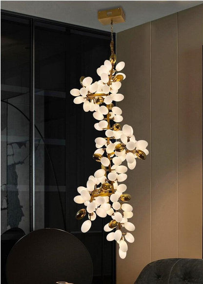 Large Branch Copper Chandelier with Grape Shape Bulbs Unique and Creative Light Fixture for Staircase/ Duplex/ High Ceiling Living Room/ Restaurant - Lightings Menu