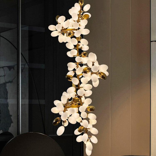 Large Branch Copper Chandelier with Grape Shape Bulbs Unique and Creative Light Fixture for Staircase/ Duplex/ High Ceiling Living Room/ Restaurant - Lightings Menu