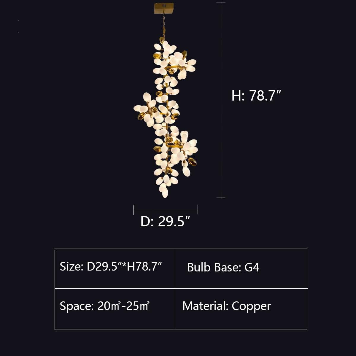 Large Branch Copper Chandelier with Grape Shape Bulbs Unique and Creative Light Fixture for Staircase/ Duplex/ High Ceiling Living Room/ Restaurant - Lightings Menu
