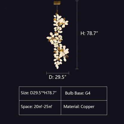 Large Branch Copper Chandelier with Grape Shape Bulbs Unique and Creative Light Fixture for Staircase/ Duplex/ High Ceiling Living Room/ Restaurant - Lightings Menu